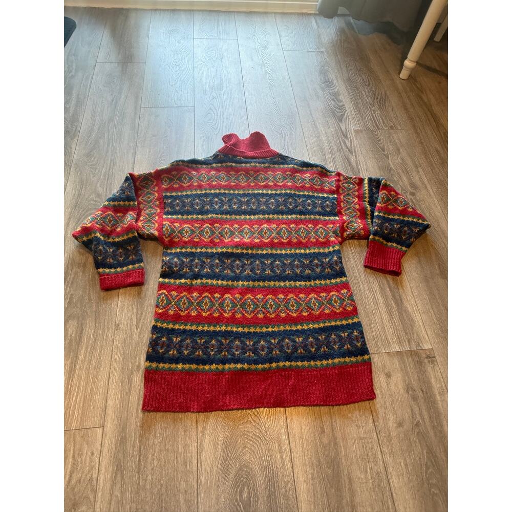 Vintage 80s Laura Ashley 100% Wool Nordic Fair Isle Sweater Made Great Britain - Picture 2 of 12